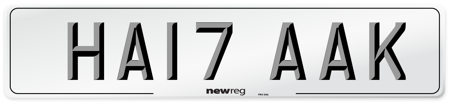 HA17 AAK Number Plate from New Reg